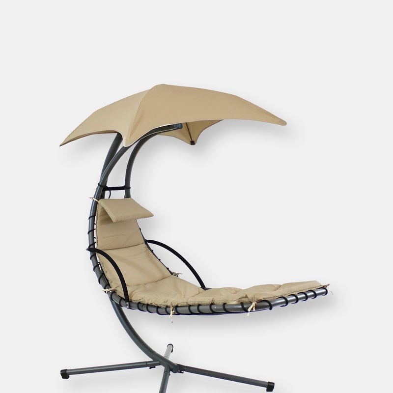 Sunnydaze Decor Sunnydaze Floating Chaise Lounge Hammock Chair With Umbrella And Cushion In Brown