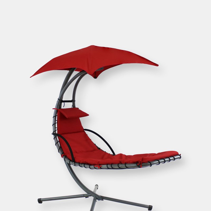 Sunnydaze Decor Sunnydaze Floating Chaise Lounge Hammock Chair With Umbrella And Cushion In Red
