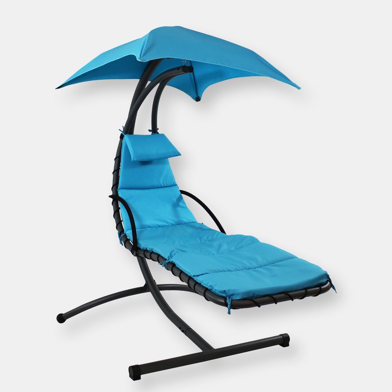 Sunnydaze Decor Sunnydaze Hammock Chair Floating Chaise Lounger & Canopy In Blue