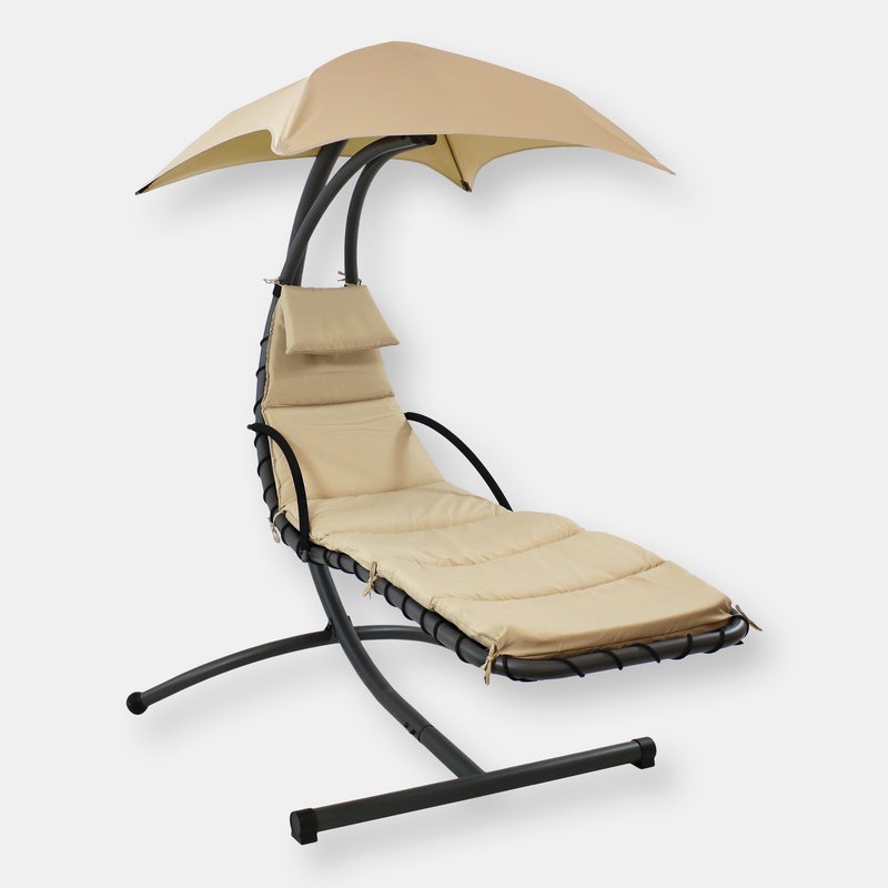 Sunnydaze Decor Sunnydaze Hammock Chair Floating Chaise Lounger & Canopy In White