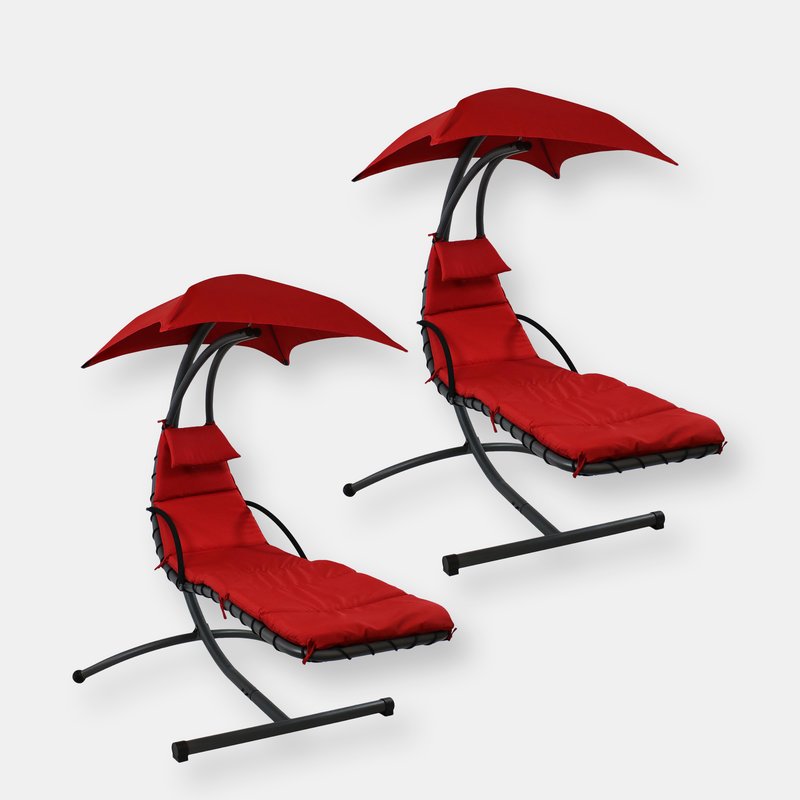 Sunnydaze Decor Sunnydaze Hammock Chair Floating Chaise Lounger & Canopy In Red