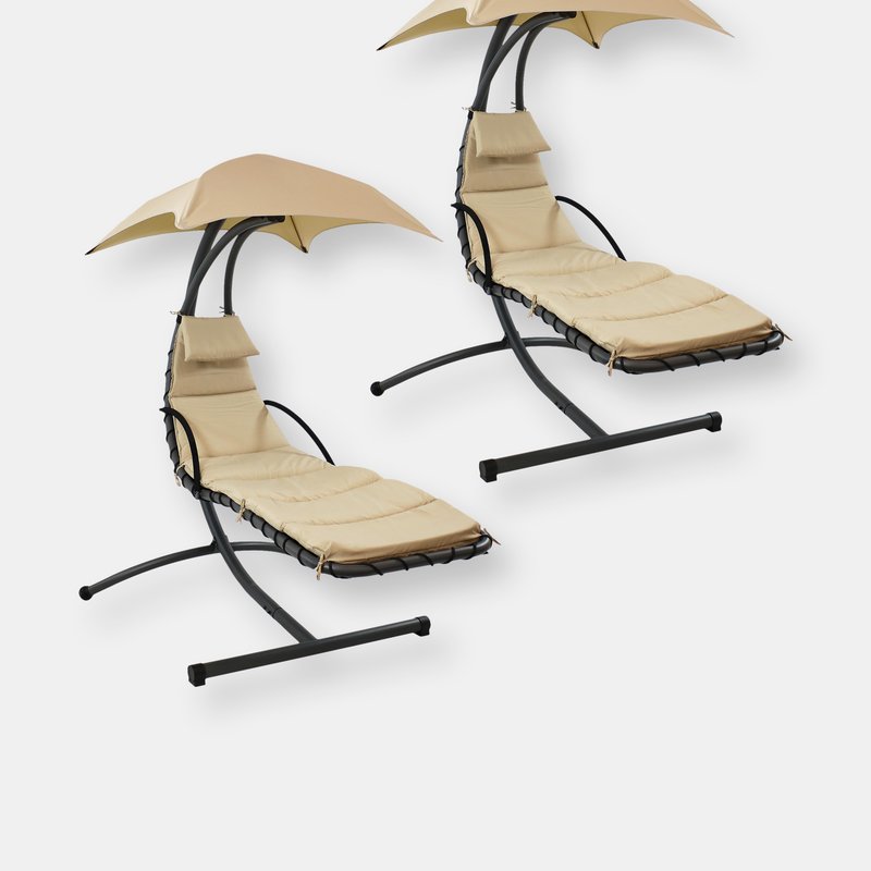 Sunnydaze Decor Sunnydaze Hammock Chair Floating Chaise Lounger & Canopy In White