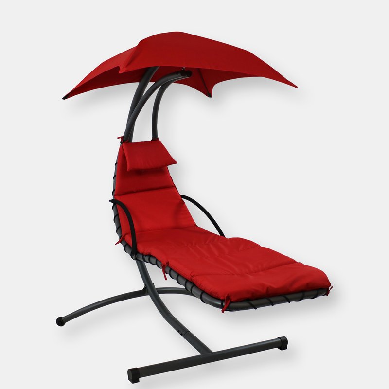 Sunnydaze Decor Sunnydaze Hammock Chair Floating Chaise Lounger & Canopy In Red