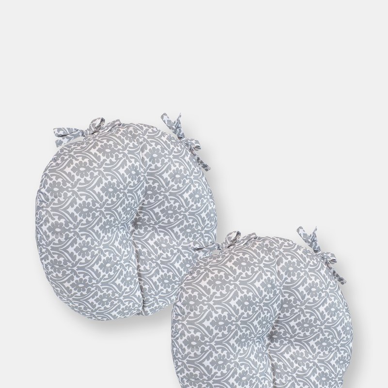 Sunnydaze Decor Sunnydaze Indoor/outdoor Bistro Seat Cushions Earth Tone Stripes In Grey