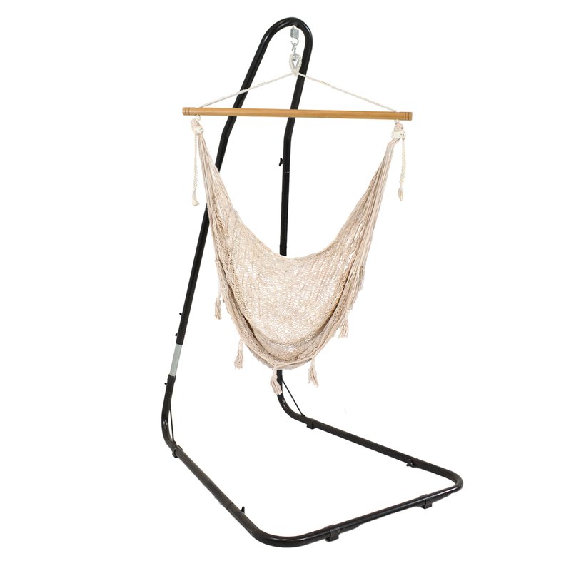 Sunnydaze Decor Sunnydaze Large Natural-color Mayan Hammock Chair With Portable Adjustable Stand In White
