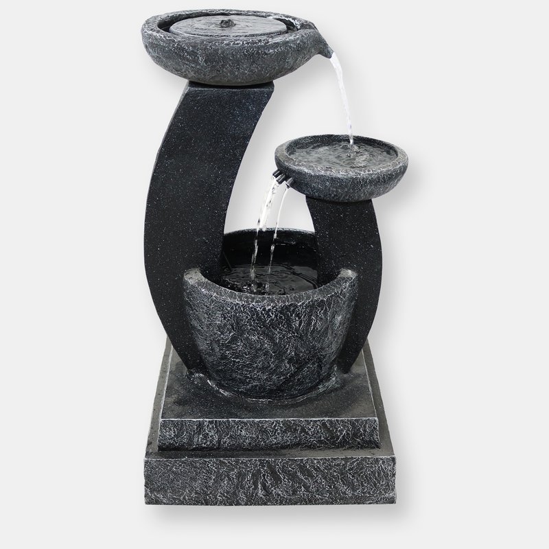 Sunnydaze Decor Sunnydaze Modern Cascading Bowls Solar Water Fountain With Battery In Black