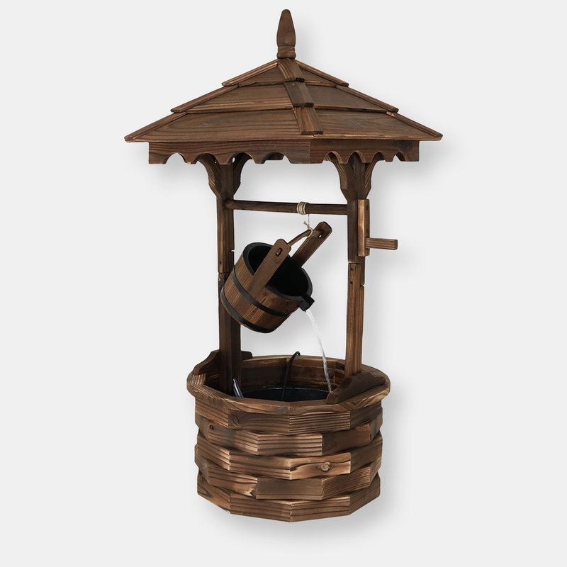 Sunnydaze Decor Sunnydaze Old-fashioned Wood Wishing Well Water Fountain With Liner In Brown