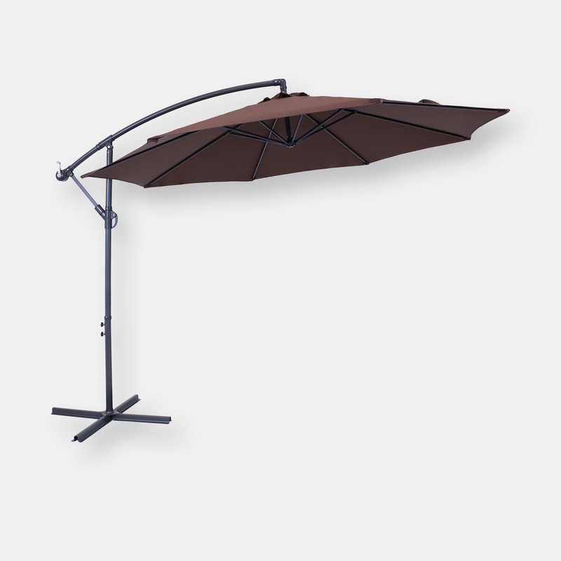 Sunnydaze Decor Sunnydaze Steel Brown 10-foot Outdoor Offset Umbrella