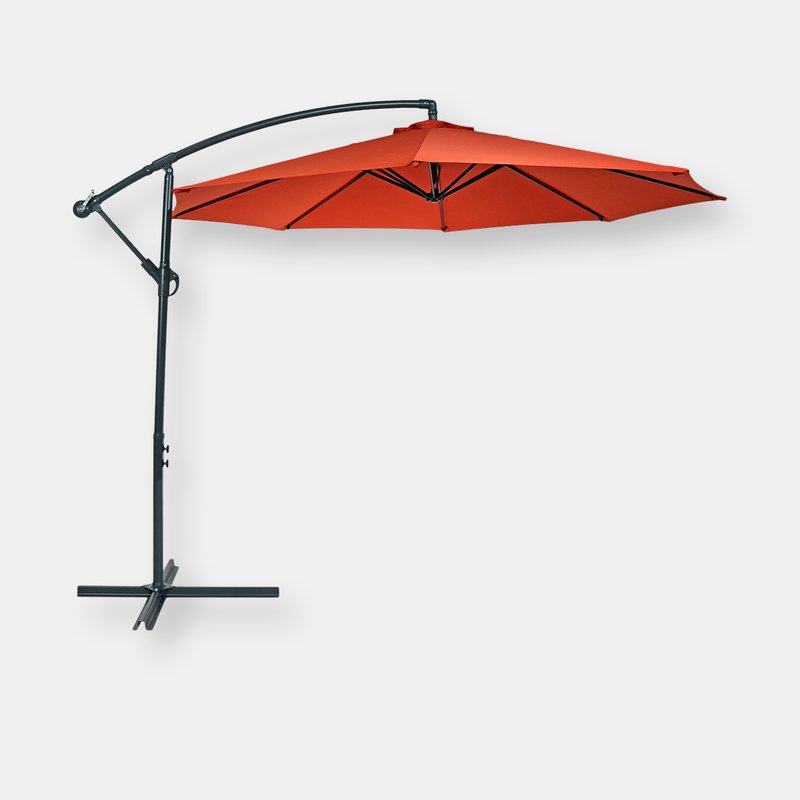 Sunnydaze Decor Sunnydaze Steel Brown 10-foot Outdoor Offset Umbrella In Orange