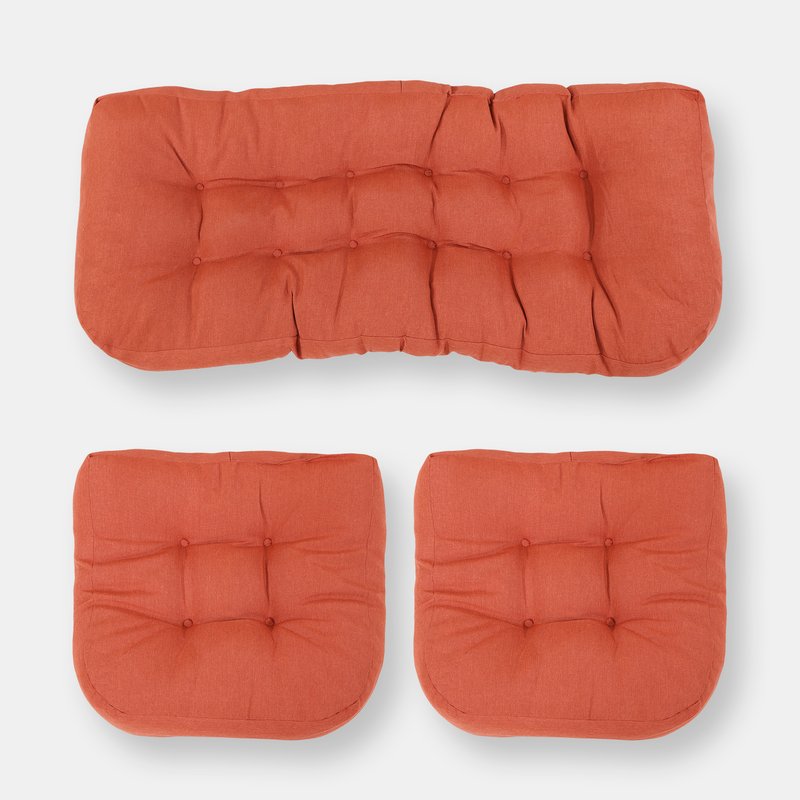 Sunnydaze Decor U-shaped Olefin Tufted Setee Cushion Set Outdoor Patio Accessory In Orange