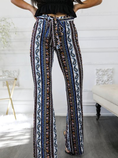 SurelyMine Paisley Floral Print Bell Bottoms With Front Tie product