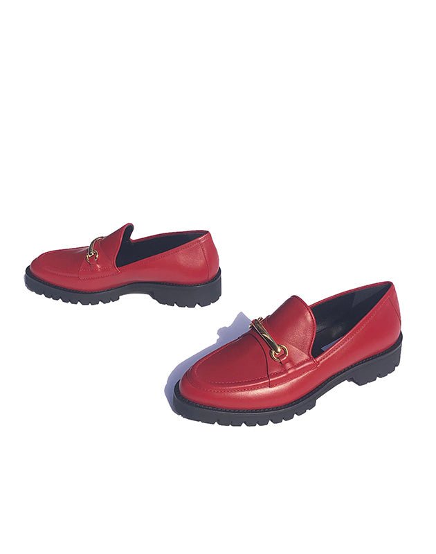 Suzanne Rae Lug Sole Loafer In Red