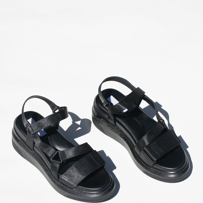Suzanne Rae Velcro Sandal In Black