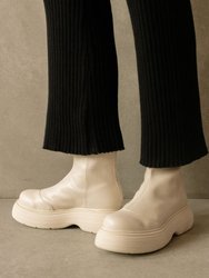 Ink Vegan Leather Boots - Warm White
