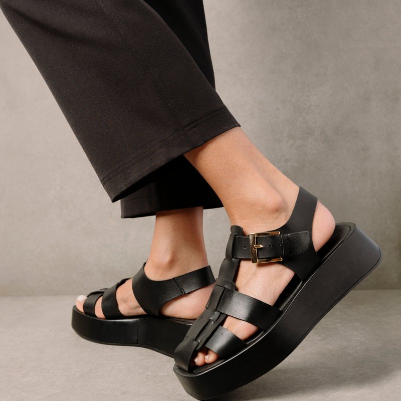 Shop Svegan Scenic Black Vegan Leather Sandals
