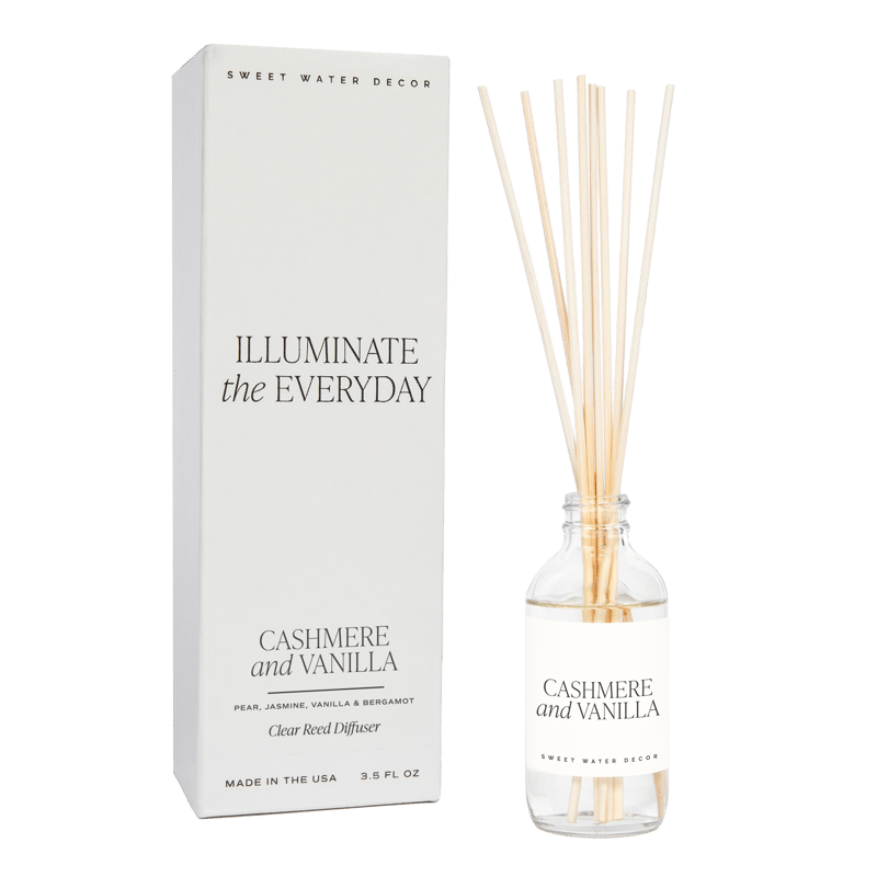Sweet Water Decor Cashmere And Vanilla Clear Reed Diffuser In White
