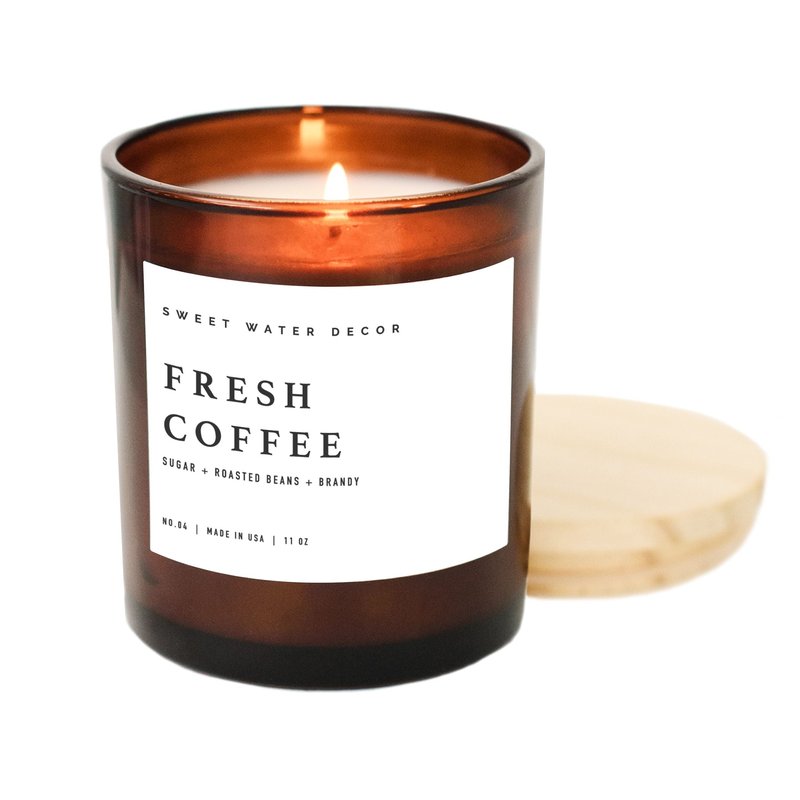 Sweet Water Decor Fresh Coffee Soy Candle | 11 oz Amber Candle In Brown