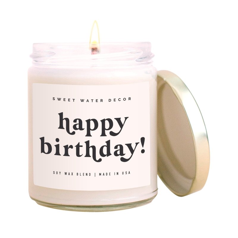 Sweet Water Decor Happy Birthday Soy Candle In White