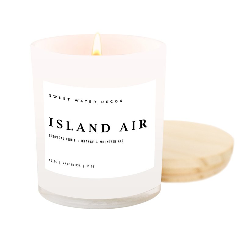 Sweet Water Decor Island Air Soy Candle | White Jar Candle + Wood Lid