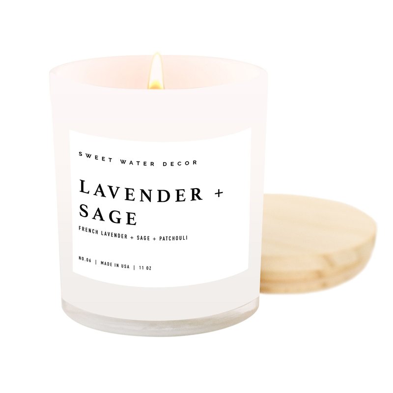 Sweet Water Decor Lavender And Sage Soy Candle In White
