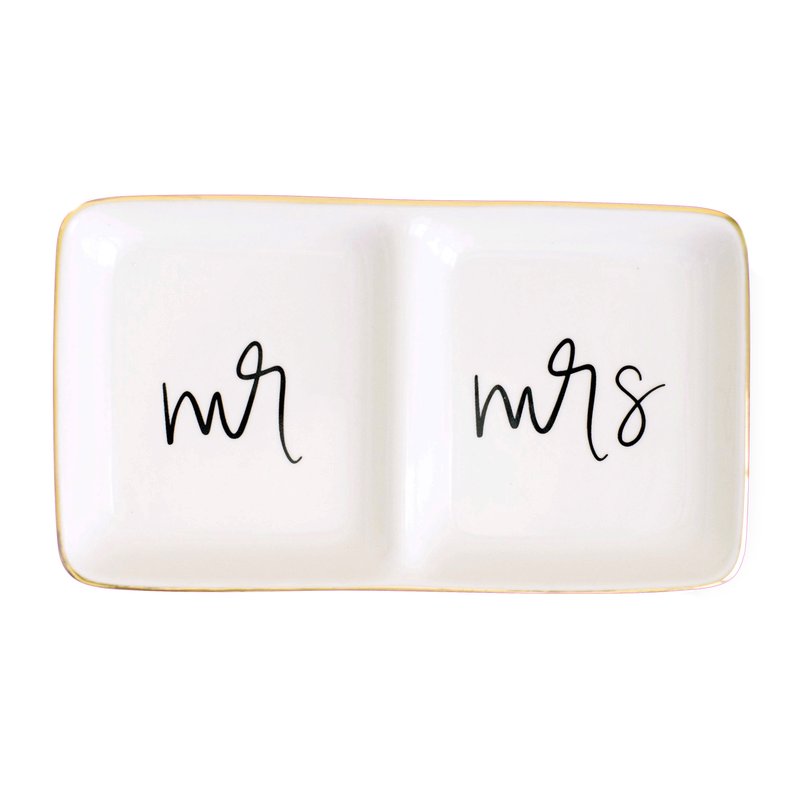 Sweet Water Decor Mr And Mrs Jewelry Dish In White