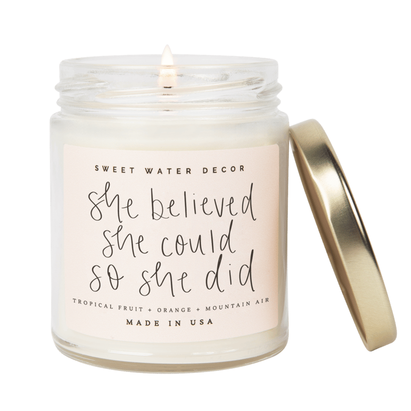 Sweet Water Decor She Believed She Could So She Did Soy Candle In Pink