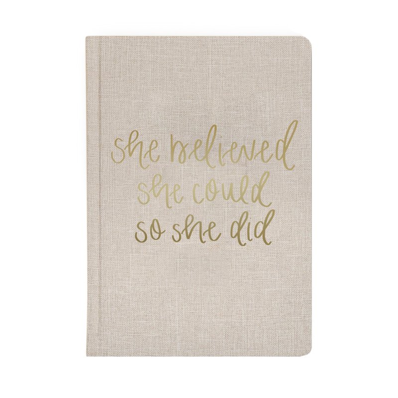 Sweet Water Decor She Believed She Could Tan Fabric Journal In Brown
