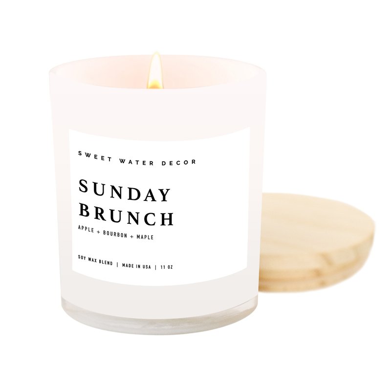 SWEET WATER DECOR SWEET WATER DECOR SUNDAY BRUNCH SOY CANDLE | WHITE JAR CANDLE + WOOD LID