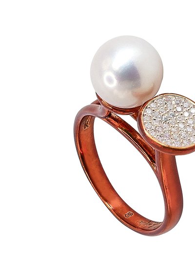 Syd + Pia Jewelry Luysa High/low Prong Set Ring In White Cubic Zirconia And Floating Freshwater Pearl product