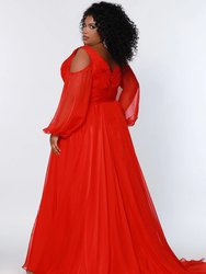Lancer Evening Gown Dress - Coral