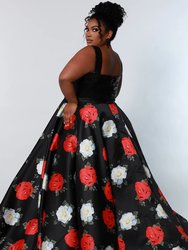 Radiant In Roses Formal Dress - Black/Floral