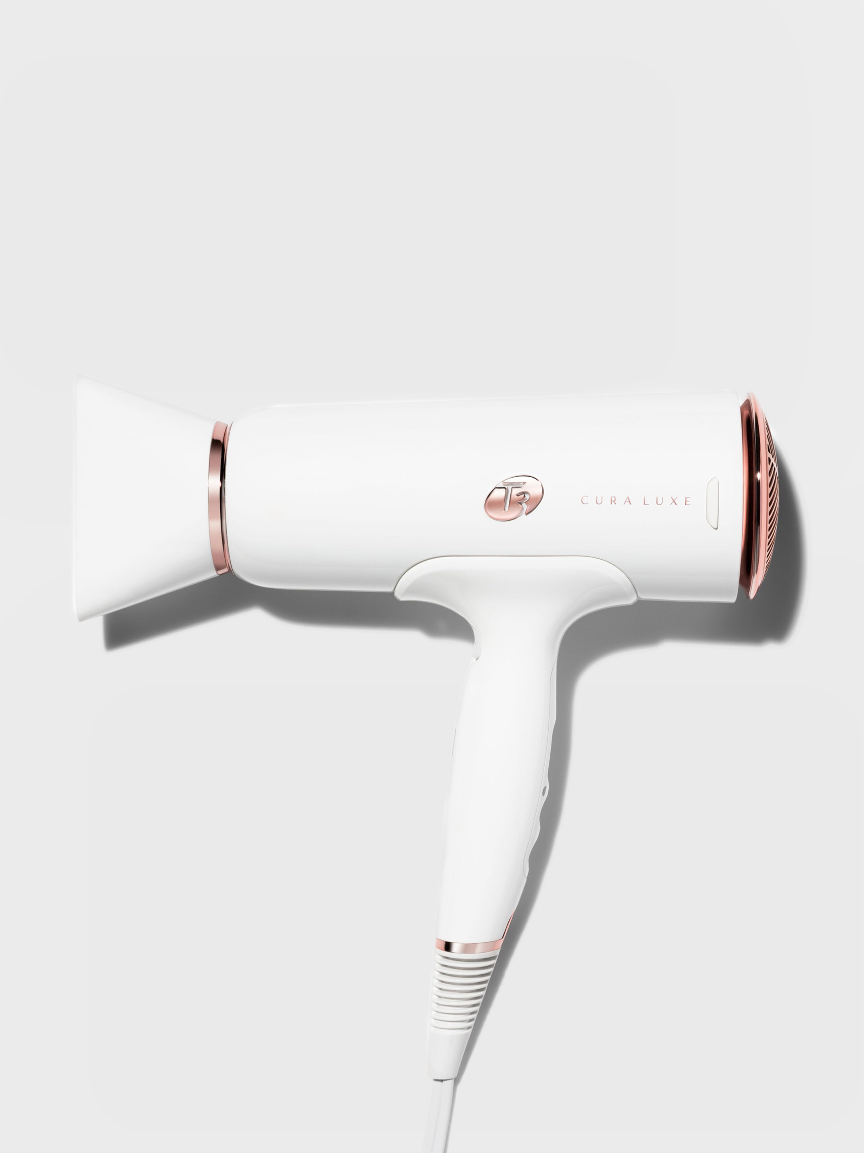 T3 Cura Luxe Professional Ionic Hair Dryer With Auto Pause Sensor In White/rose Gold