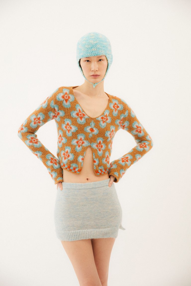 Alhena Knit Sweater - Brown / Light Blue