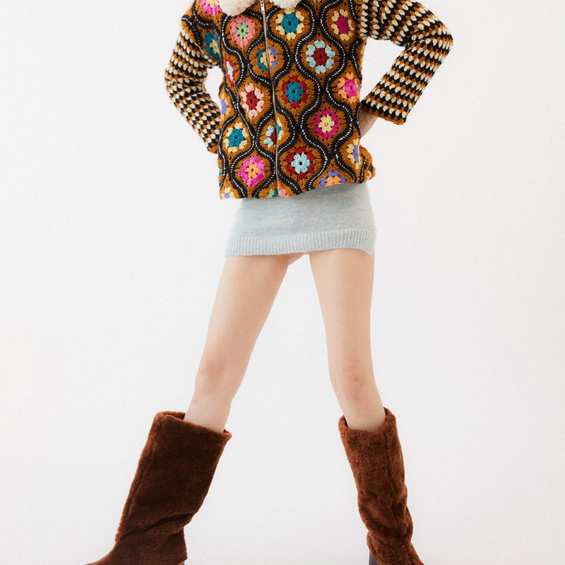 Tach Clothing Clara Crochet Jacket In Brown