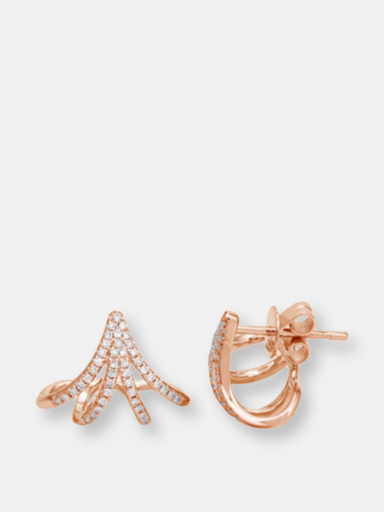 Slim Diamond Claw Earrings - Rose Gold