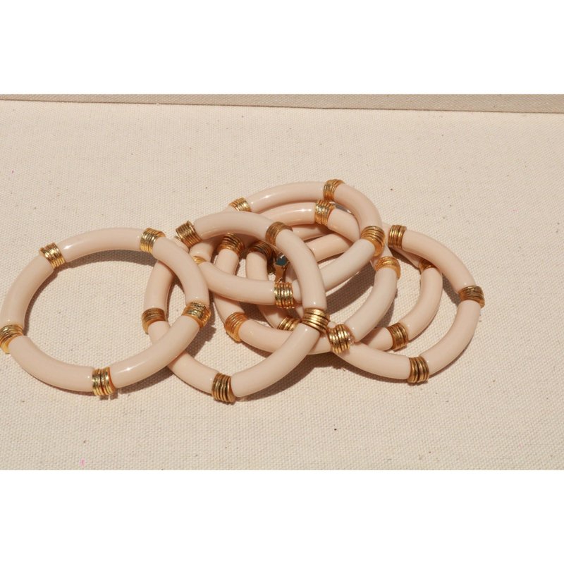 Taylor Reese Acrylic Bamboo Stretch Bracelet In Brown