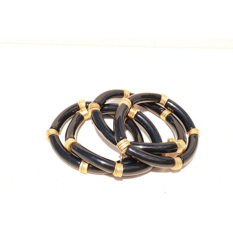 Taylor Reese Acrylic Bamboo Stretch Bracelet In Black