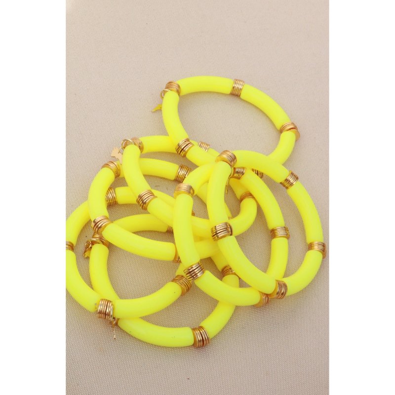 Taylor Reese Acrylic Bamboo Stretch Bracelet In Yellow