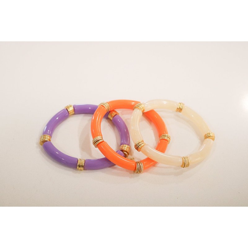 Taylor Reese Acrylic Bamboo Stretch Bracelet In Orange
