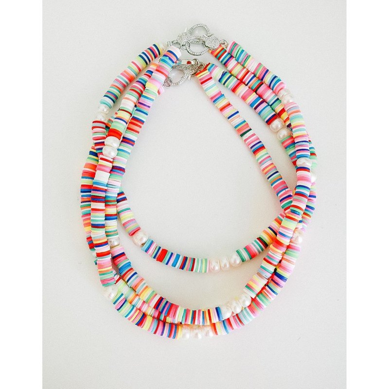 Taylor Reese Colorful Pearl Accent Friendship Choker In White