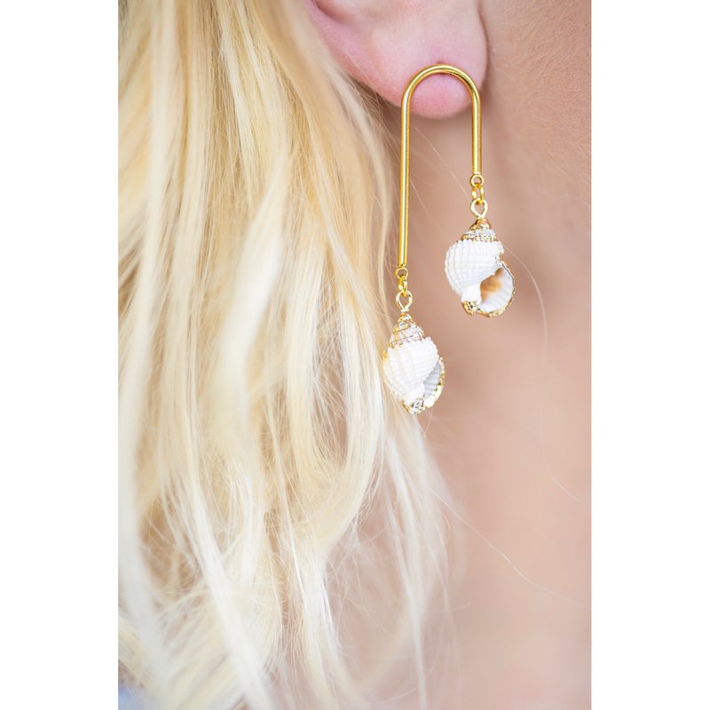 Taylor Reese Gilded Shell Arc Earrings In Gold