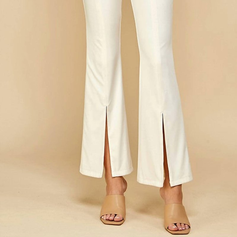 Tcec Split The Difference Front Slit Flared Pants In White