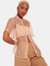 Lambada Short Sleeve Sheer Button-Up Top 