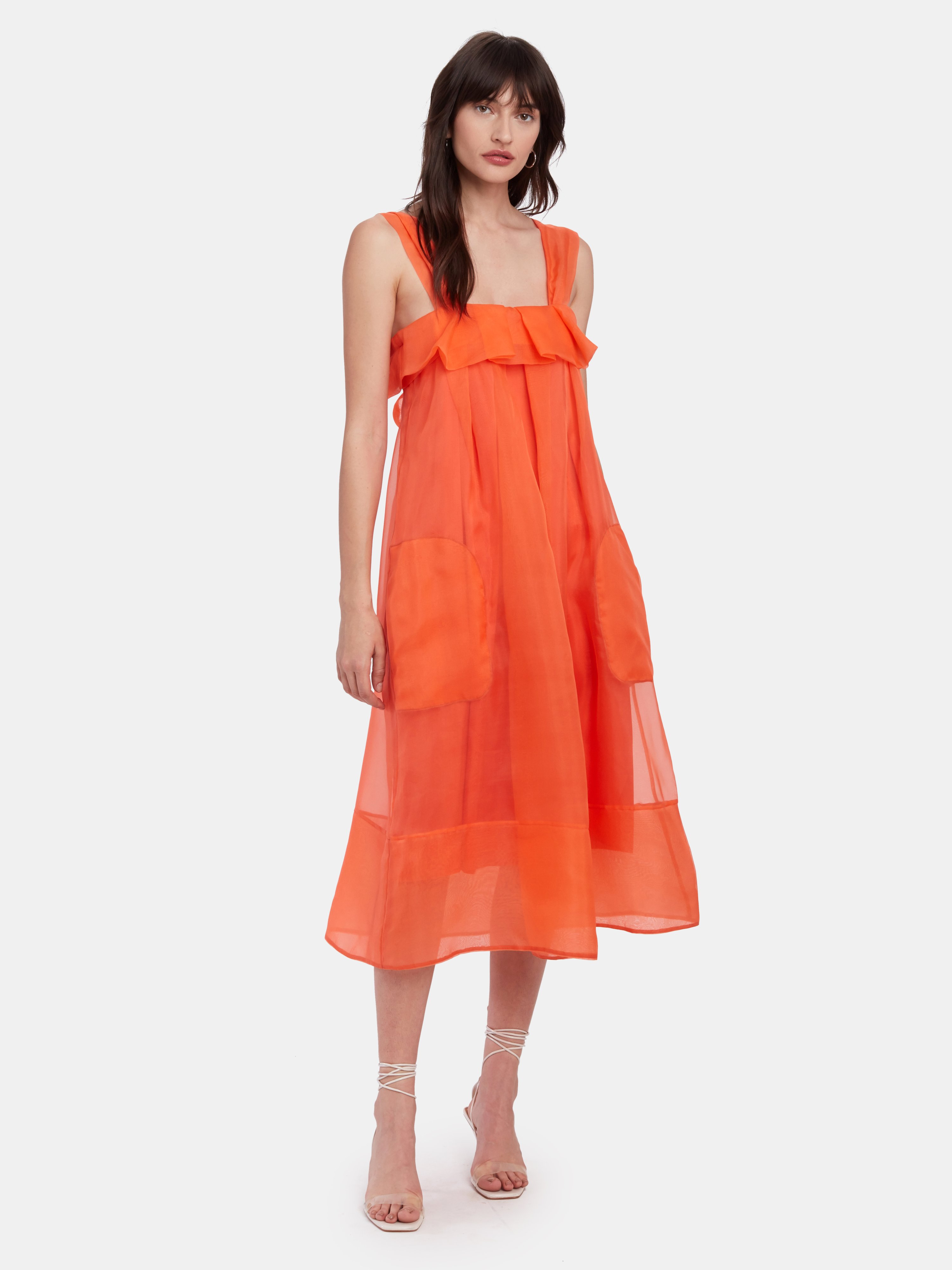 Tela Lucente Midi Dress In Arancio