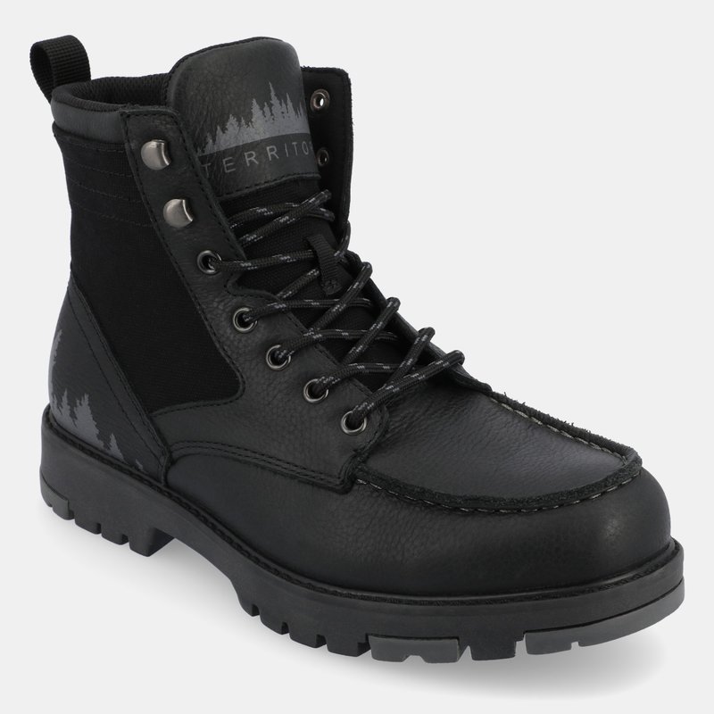 Territory Boots Timber Water Resistant Moc Toe Lace-up Boot In Black