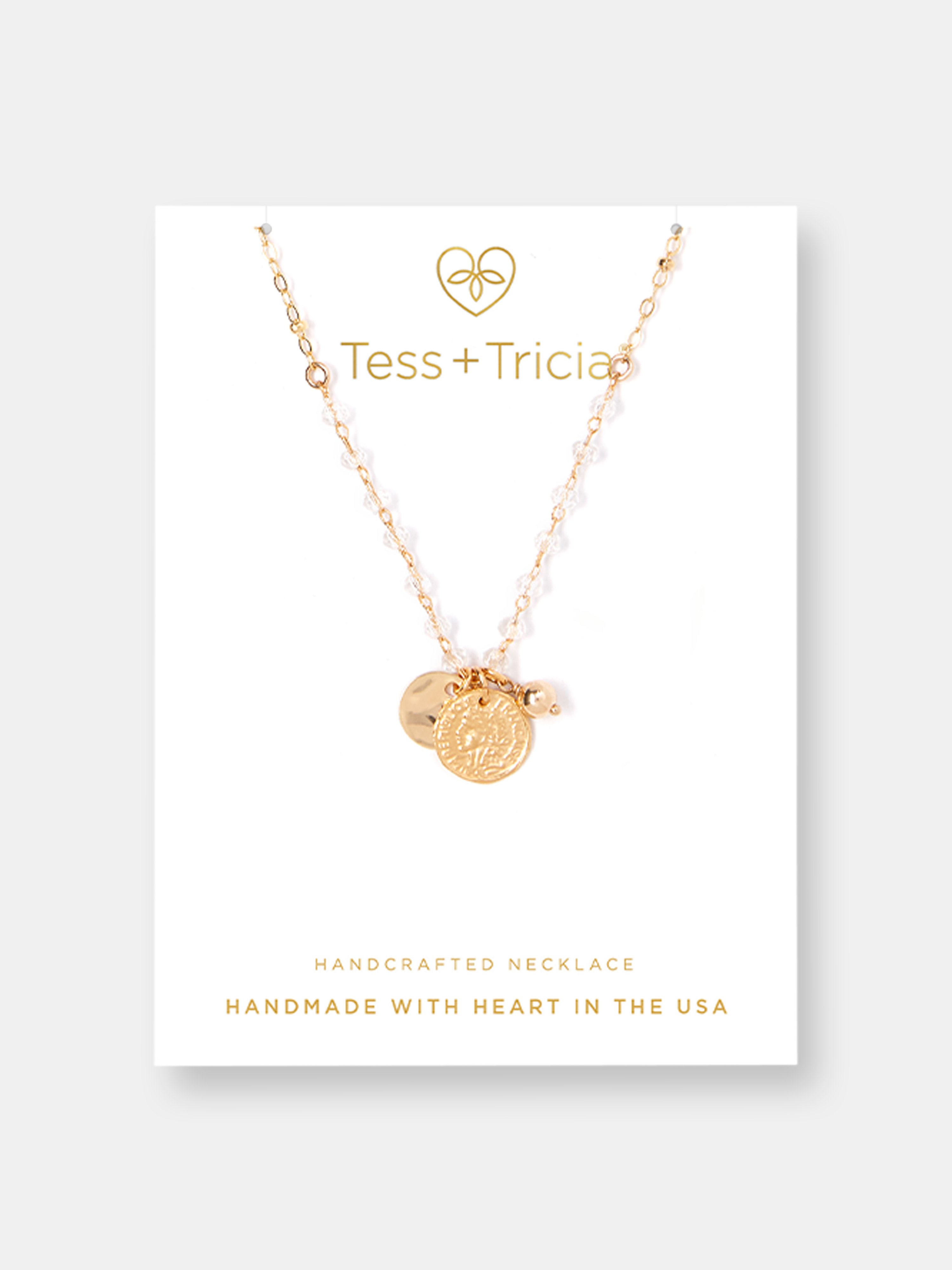 Tess + Tricia Coin Trio Gem Necklace In Gold
