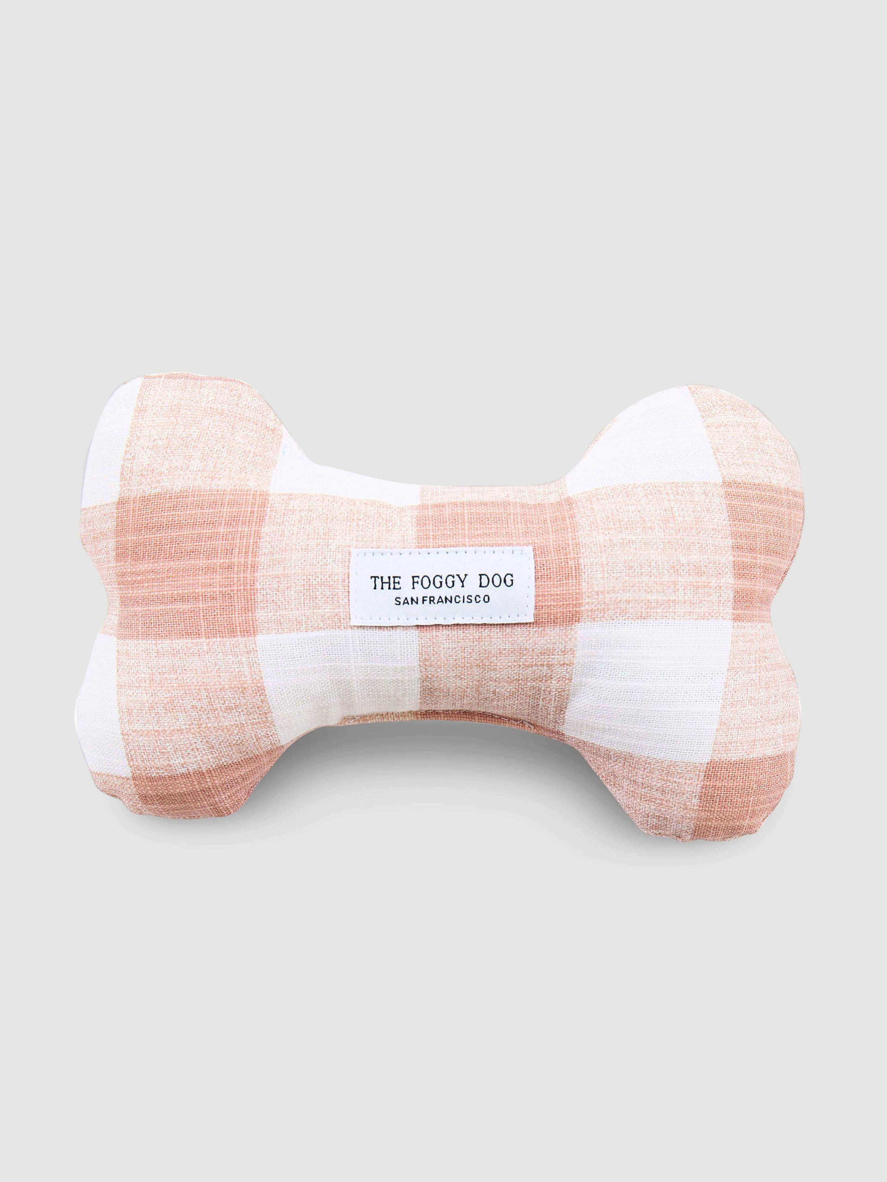 The Foggy Dog Blush Pink Gingham Dog Squeaky Toy