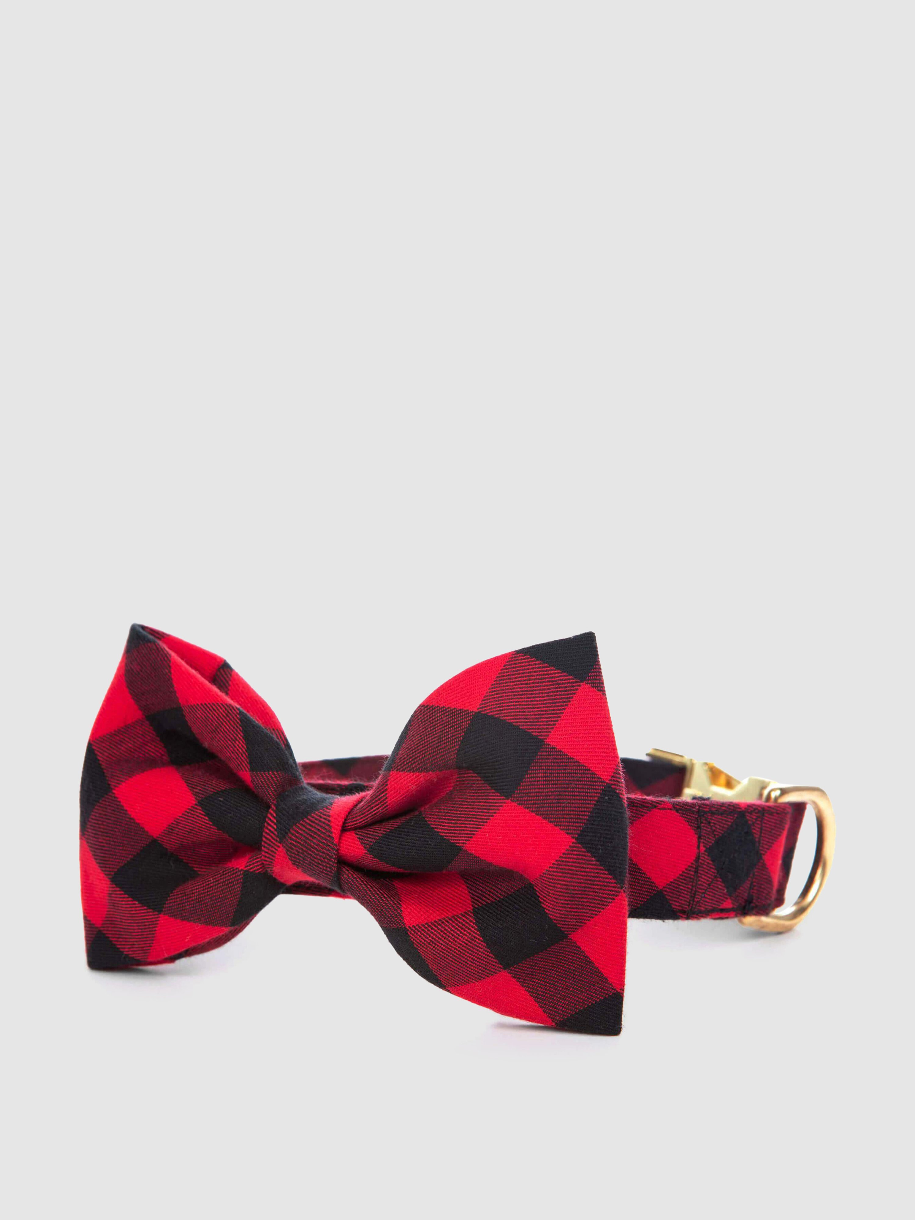 The Foggy Dog Red And Black Buffalo Check Bow Tie Collar