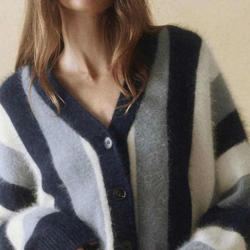Shop The Great The Fluffly Slouch Cardigan In Blue