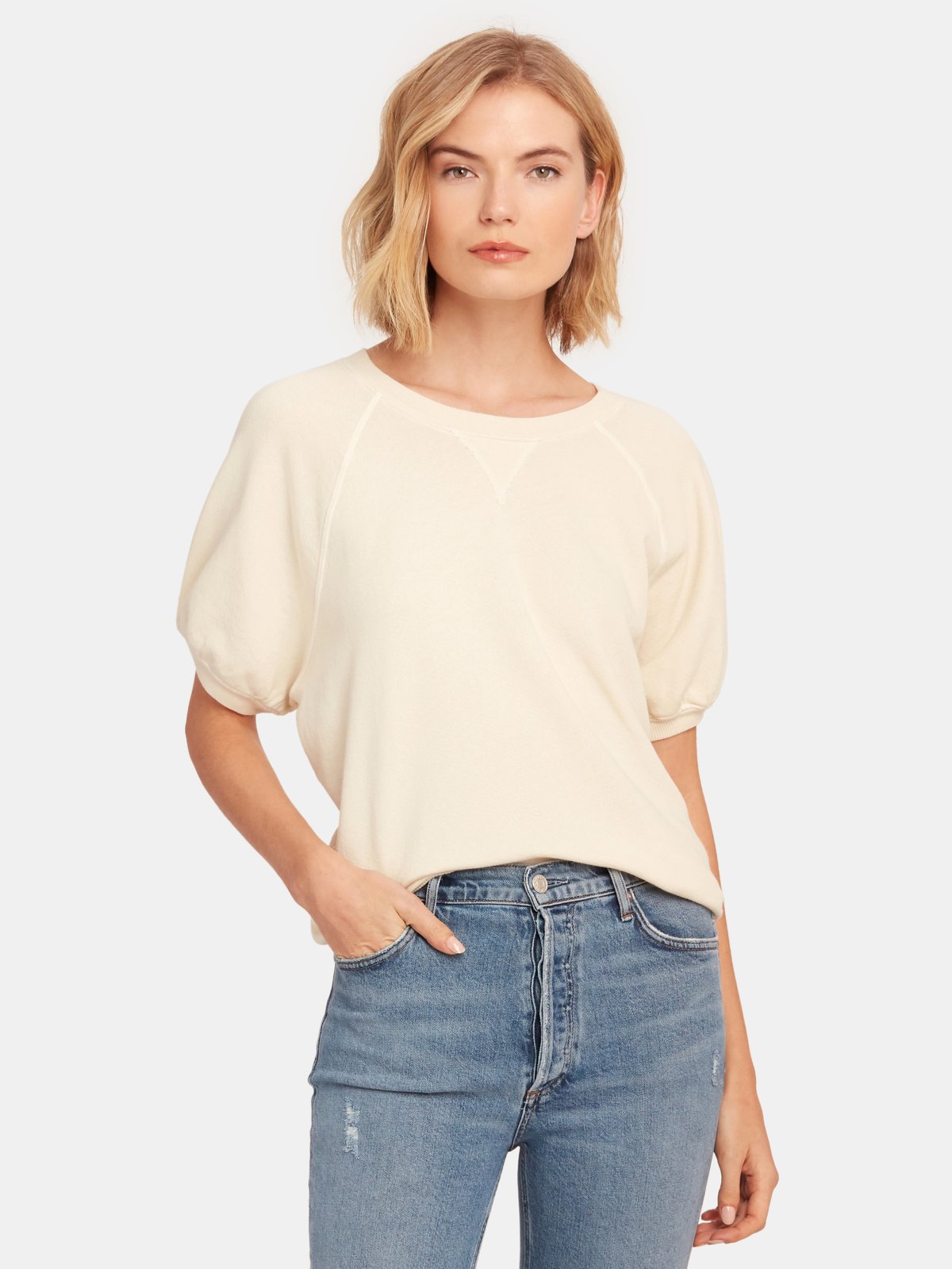 puff sleeve short sleeve sweater